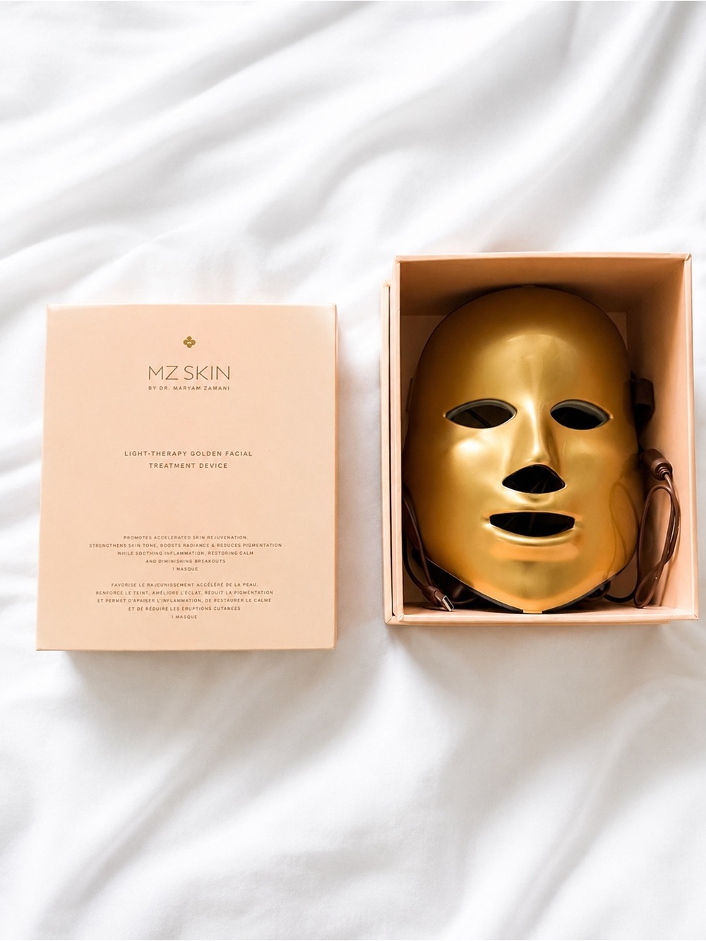 Skin Light-Therapy Facial Device - Champagne Beige & Gold Accents